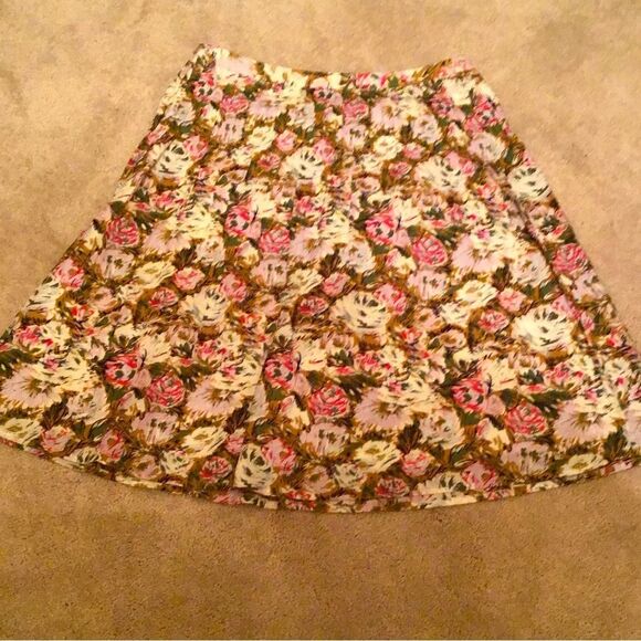 Vintage Attention Floral A-Line Cotton Skirt - Pink and Cream - Picture 2 of 4